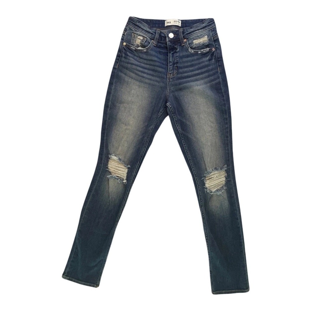 BKE Mom Jean Womens 24 High Rise Distressed Dark‎ Wash Tapered Denim Pants
